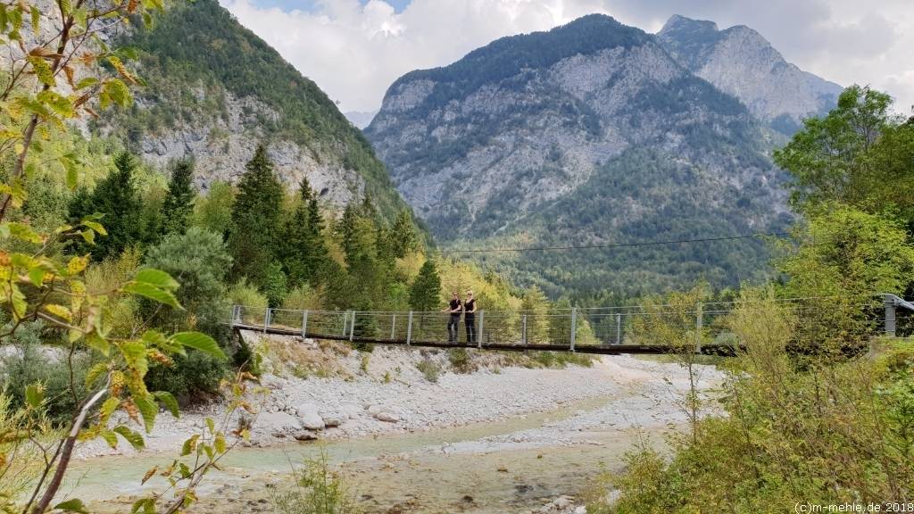 Hängebrücke über die Soca, Slowenien